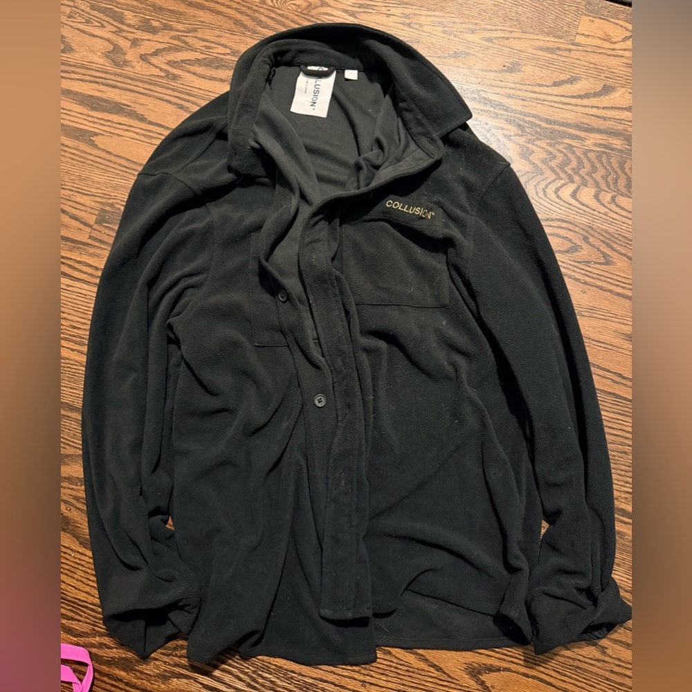 Collusion fleece Classic Black Shirt Jacket large